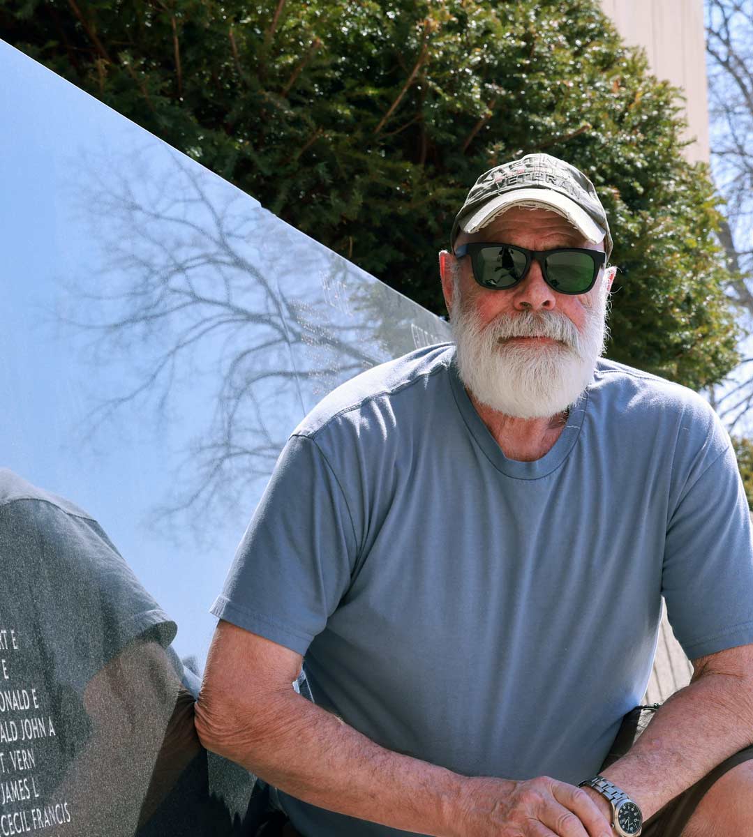 A US military veteran wears MiOptics Sport at a memorial.