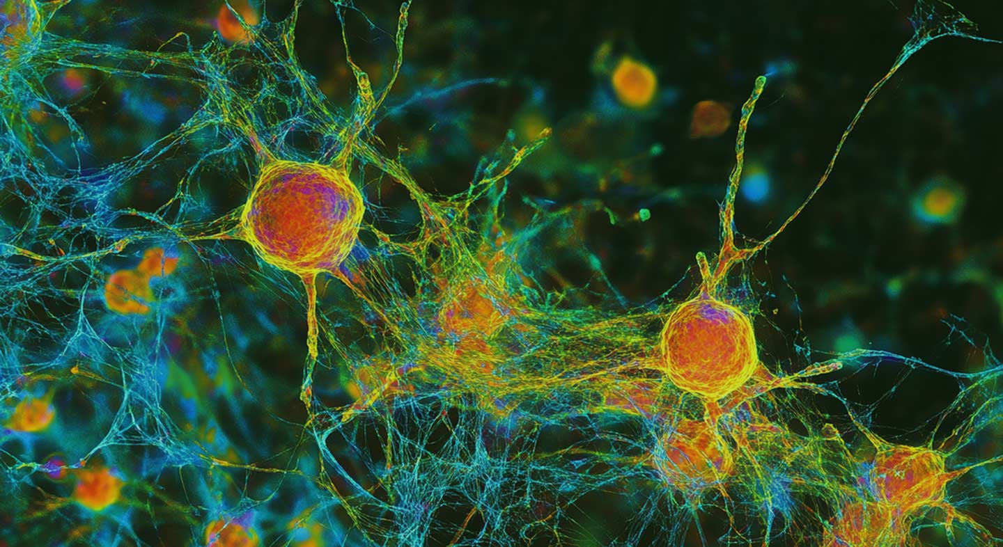 Scientific concept image of neurons interacting 